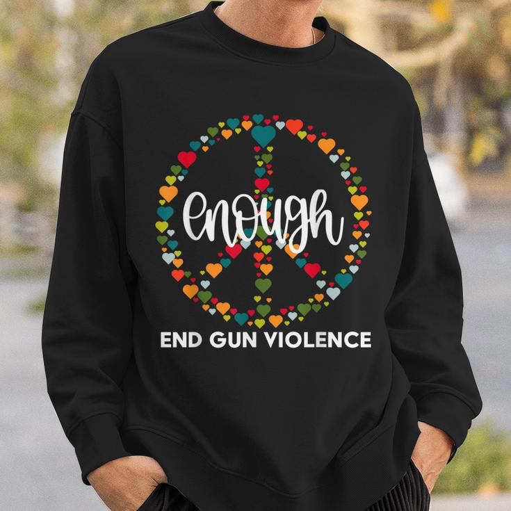 Wear Orange Peace Sign Enough End Gun Violence Sweatshirt Gifts for Him