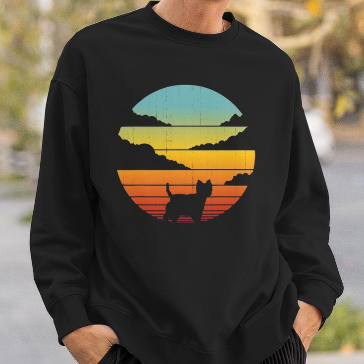 Westie West Highland White Terrier Retro Vintage Sunset Dog Sweatshirt Gifts for Him