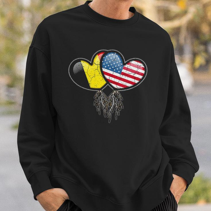 Womens Belgian American Flags Inside Hearts With Roots Sweatshirt Gifts for Him
