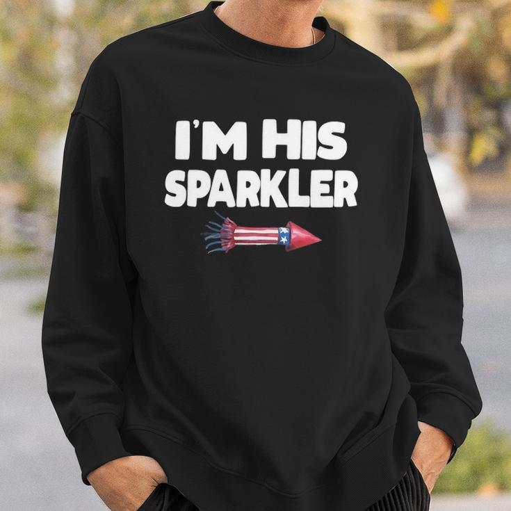 Womens Im His Sparkler Fireworks Couple Matching 4Th Of July Gift Sweatshirt Gifts for Him