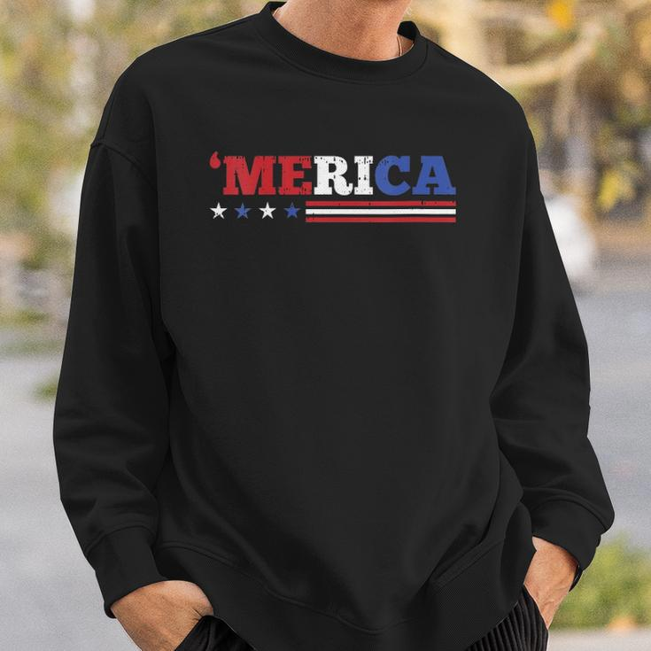 Womens Merica 4Th Of July Independence Day Patriotic American V-Neck Sweatshirt Gifts for Him