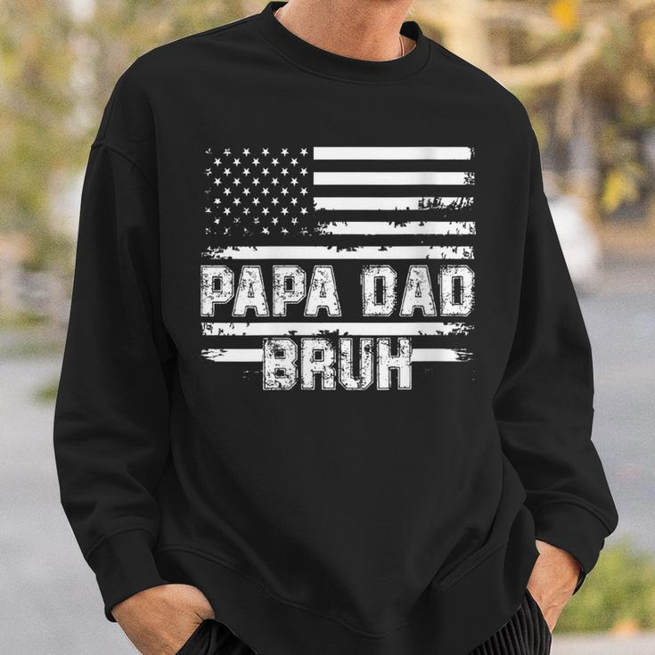 Womens Papa Dad Bruh Fathers Day 4Th Of July Us Flag Vintage 2022 Sweatshirt Gifts for Him