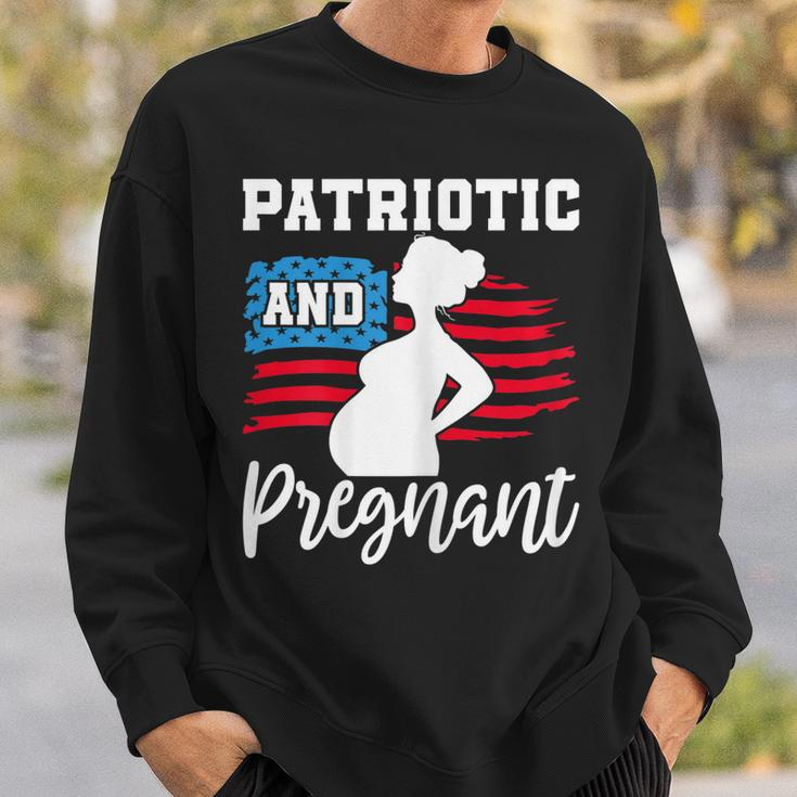 Womens Patriotic And Pregnant Baby Reveal 4Th Of July Pregnancy Sweatshirt Gifts for Him
