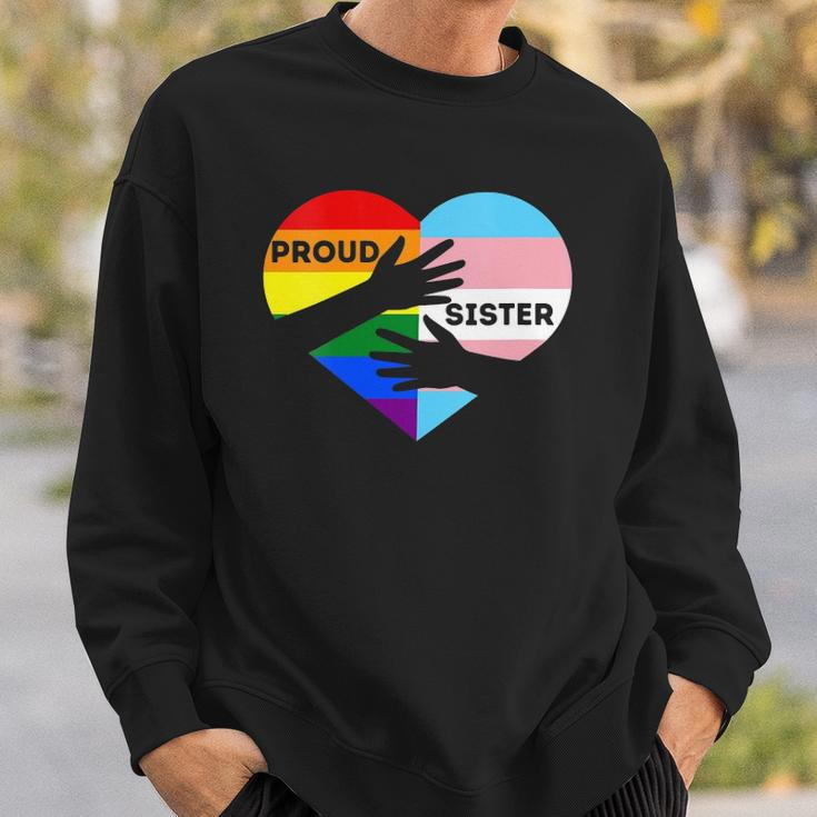 Womens Proud Ally Sister Lgbtq Transgender Ally Proud Sister Pride Sweatshirt Gifts for Him