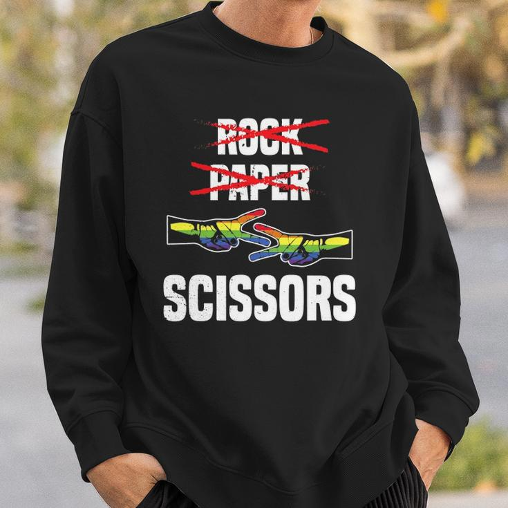 Womens Rock Paper Scissors Funny Lgbt Pride Parade Lesbian Sweatshirt Gifts for Him