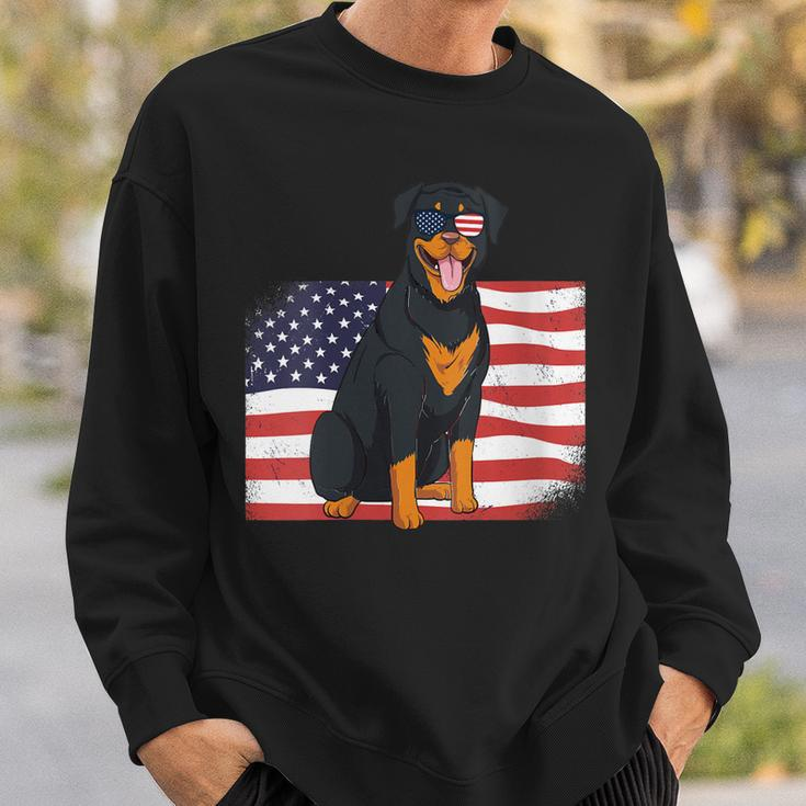 Womens Rottie Dad & Mom American Flag 4Th Of July Usa Rottweiler Sweatshirt Gifts for Him
