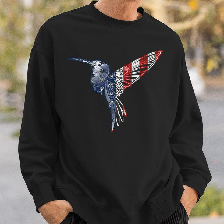 Womens Usa American Flag Dot Art Cute Bird Hummingbird 4Th Of July V2 Sweatshirt Gifts for Him