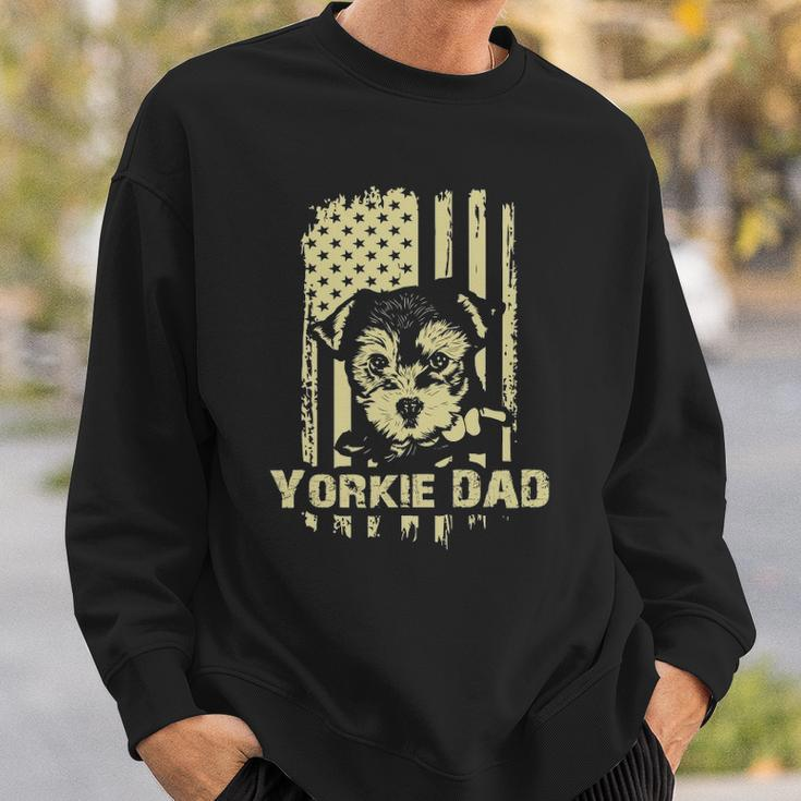Yorkie Dad Cool Proud American Flag Fathers Day Gift Sweatshirt Gifts for Him