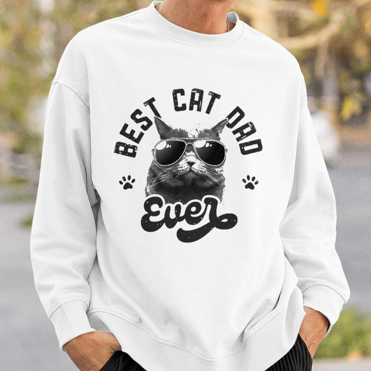Best Cat Dad Ever Funny Daddy Fathers Day Retro Vintage Men Sweatshirt Gifts for Him