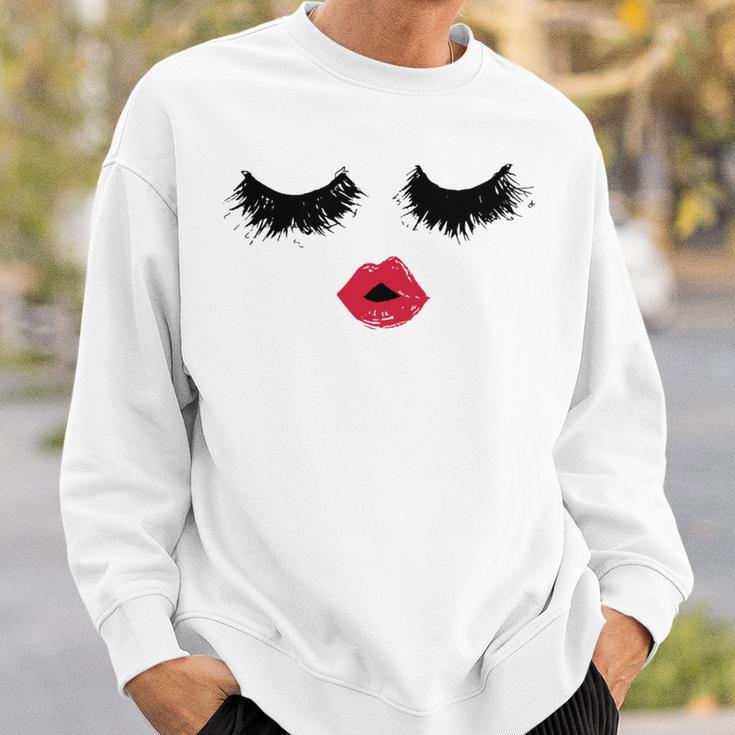 Black Eyelashes Red Lips Mother Day Gift Birthday Holiday Christmas Sweatshirt Gifts for Him