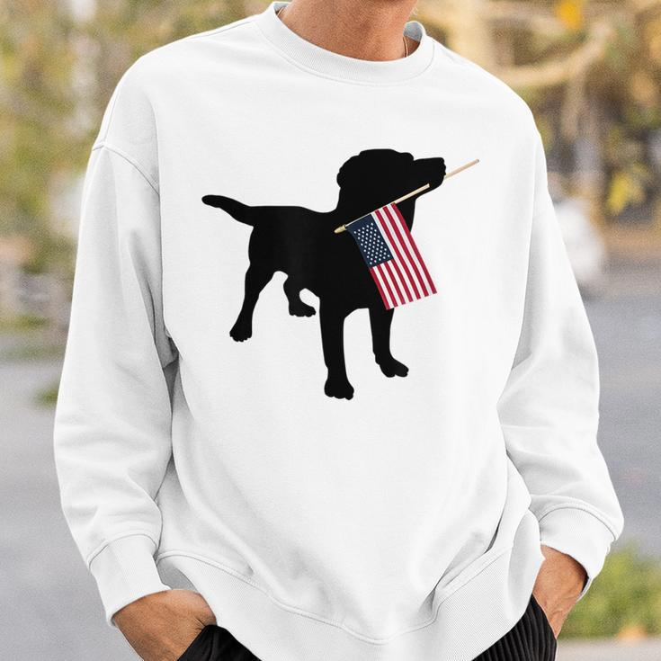 Black Lab Dog Holding July 4Th Patriotic Usa Flag Sweatshirt Gifts for Him