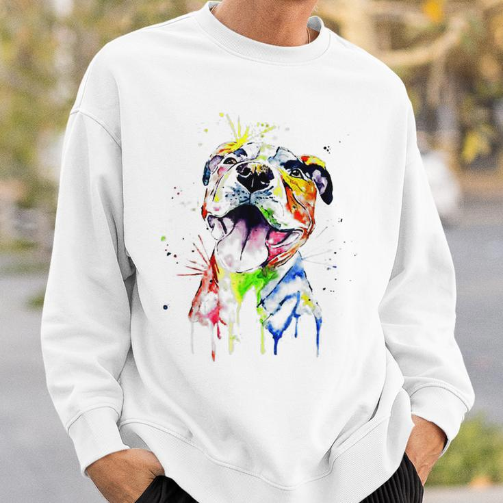 Colorful Pit-Bull Terrier Dog Love-R Dad Mom Boy Girl Funny Sweatshirt Gifts for Him