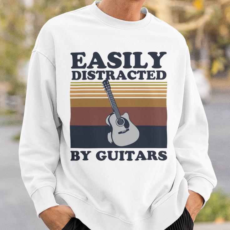 Easily Distracted By Guitars Quote For A Guitar Player Racerback Sweatshirt Gifts for Him