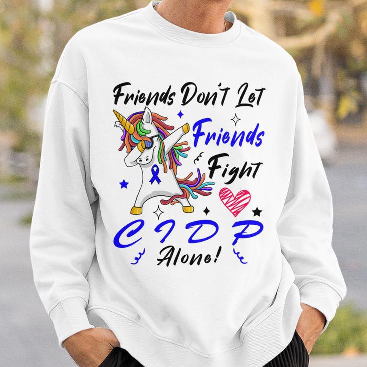 Friends Dont Let Friends Fight Chronic Inflammatory Demyelinating Polyneuropathy Cidp Alone Unicorn Blue Ribbon Cidp Support Cidp Awareness Sweatshirt Gifts for Him