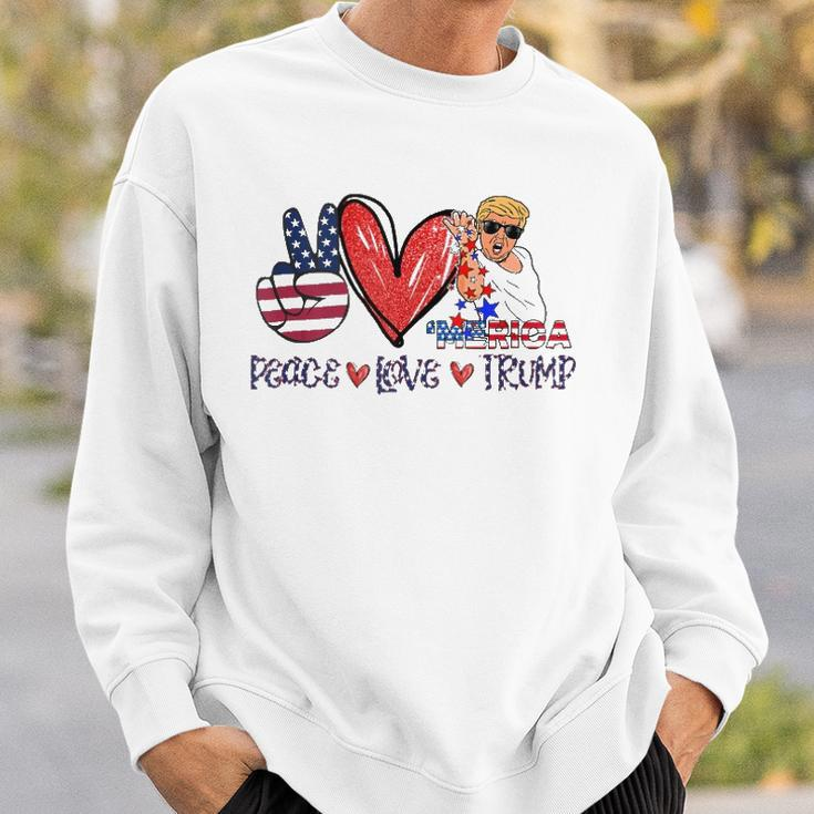 Funny 4Th Of July Peace Love Trump Merica Usa Flag Patriotic Sweatshirt Gifts for Him