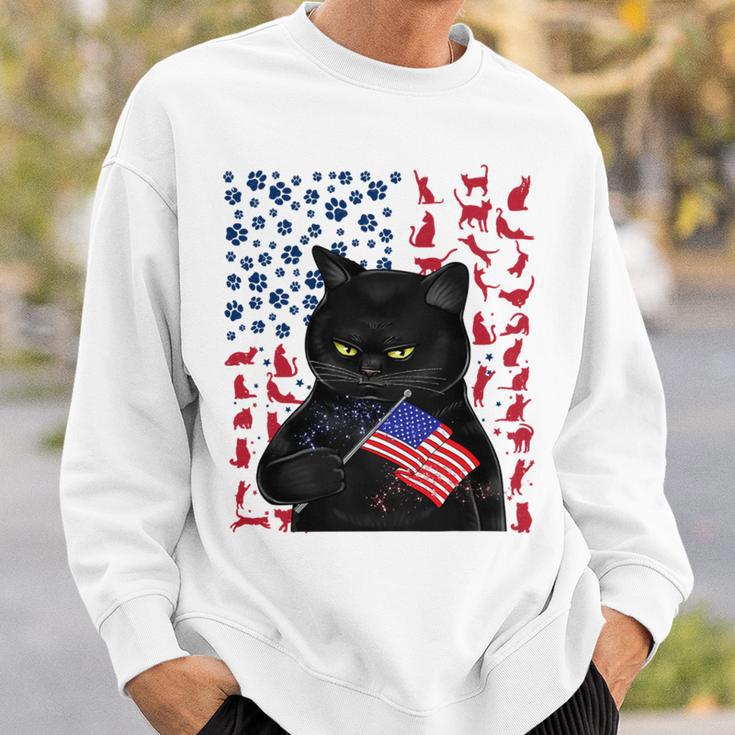 Funny Black Cat Independence Flag 633 Shirt Sweatshirt Gifts for Him