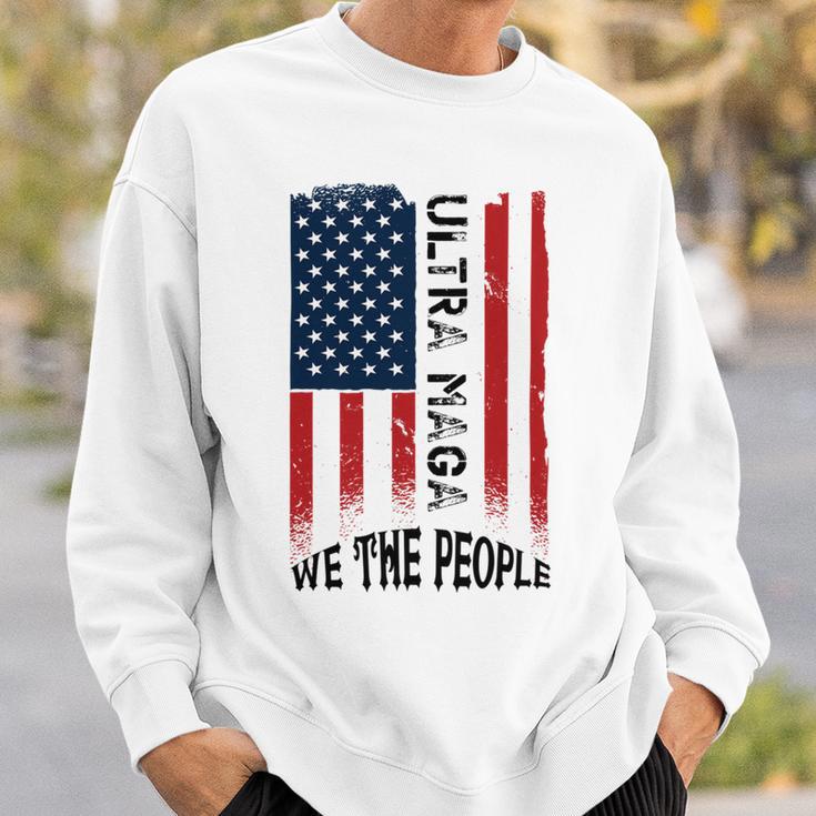 Funny Ultra Maga Vintage American Flag Ultramaga Retro Sweatshirt Gifts for Him