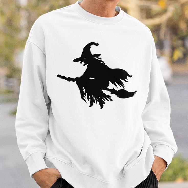 Halloween Scary Old Witch On Broom Art Design Pattern Sweatshirt Gifts for Him