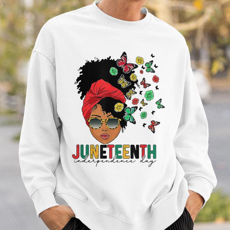 Junenth Is My Independence Day Black Queen And Butterfly Sweatshirt Gifts for Him