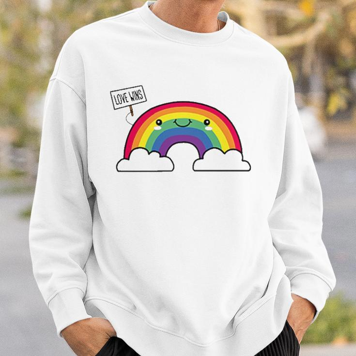 Love Wins Lgbt Kawaii Cute Anime Rainbow Flag Pocket Design Sweatshirt Gifts for Him