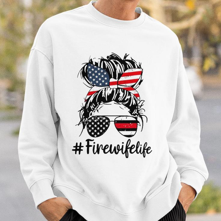 Mom Life And Fire Wife Firefighter Patriotic American Sweatshirt Gifts for Him