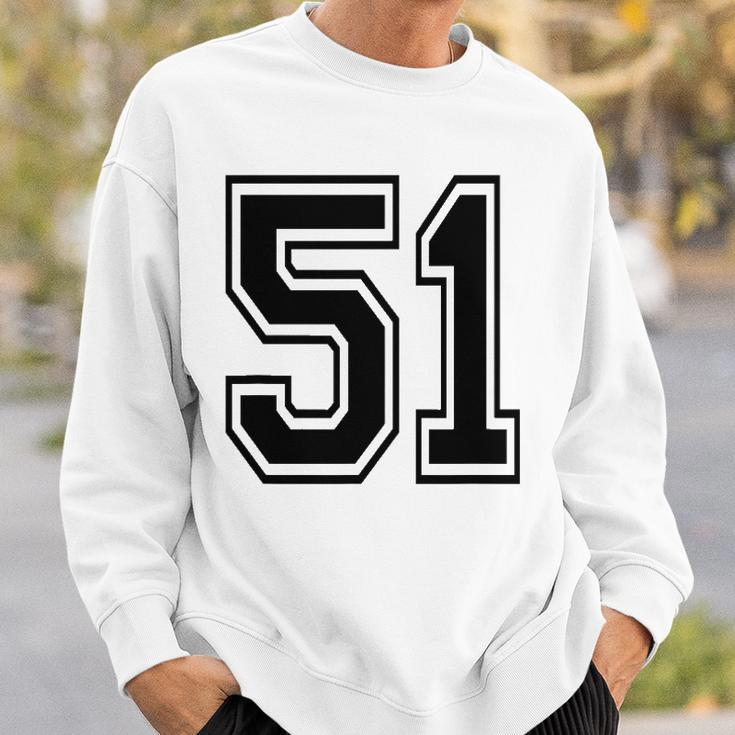 Number 51 College Sports Team Style In Black 2 Sided Sweatshirt Gifts for Him