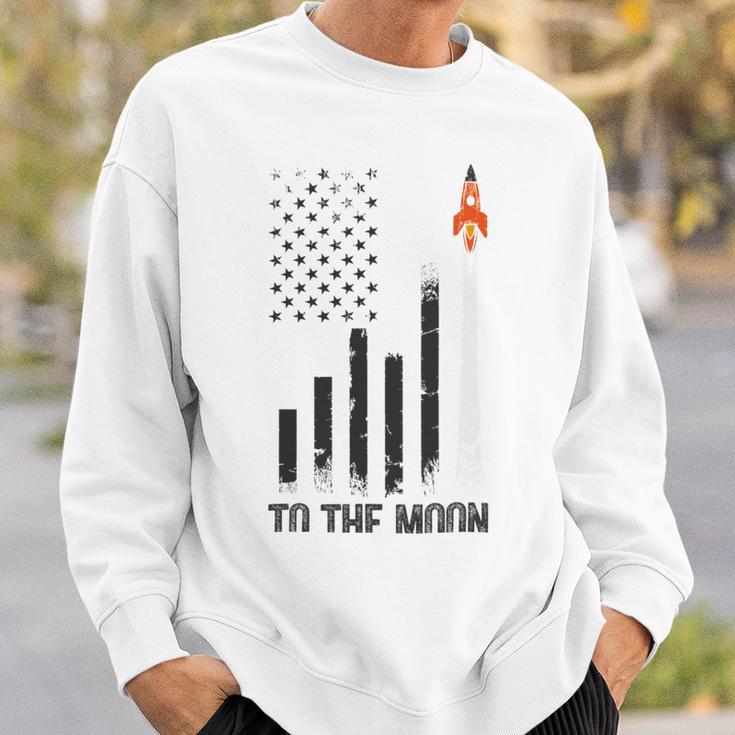 Official To The Moon Distressed Us Flag Stock Market Amc Gme Investor Cryptocurrency Investor Funny Sweatshirt Gifts for Him