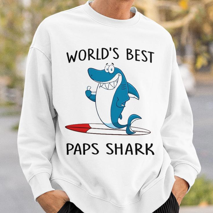 Paps Grandpa Gift Worlds Best Paps Shark Sweatshirt Gifts for Him