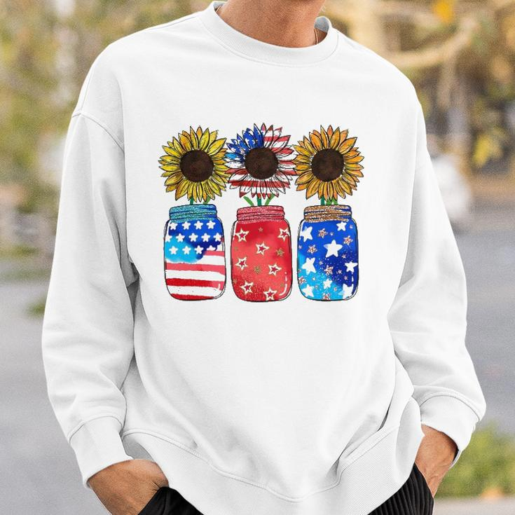 Patriotic Jar Sunflower American Flag Funny 4Th Of July Sweatshirt Gifts for Him