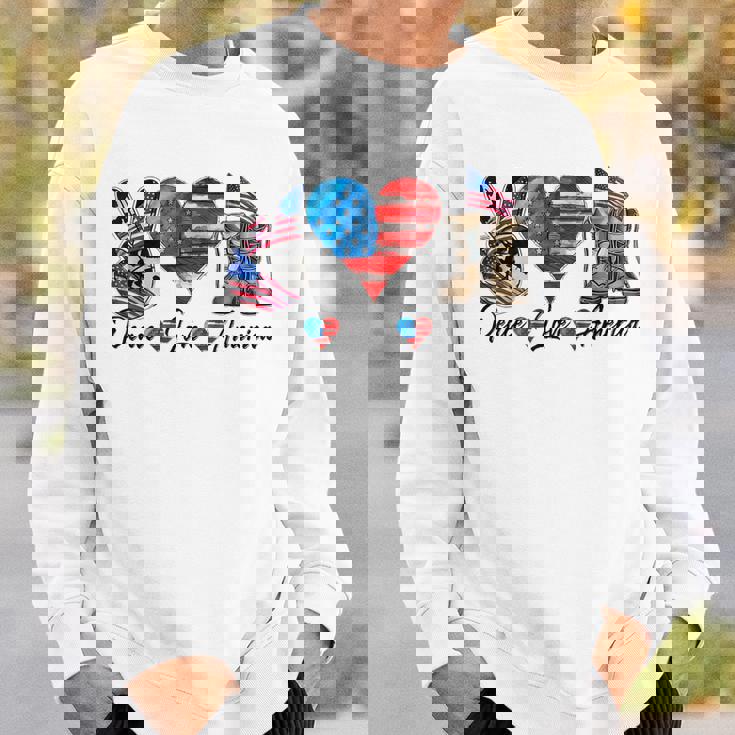 Peace Love America Vintage 4Th Of July Western America Flag Sweatshirt Gifts for Him