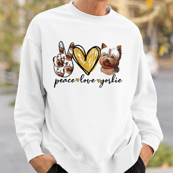 Peace Love Yorkie Dog Lovers Yorkshire Terrier Dad Mom Gift Sweatshirt Gifts for Him