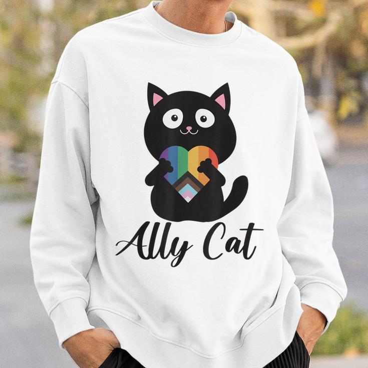 Rainbow Ally Cat Lgbt Gay Pride Flag Heart Men Women Kids Sweatshirt Gifts for Him