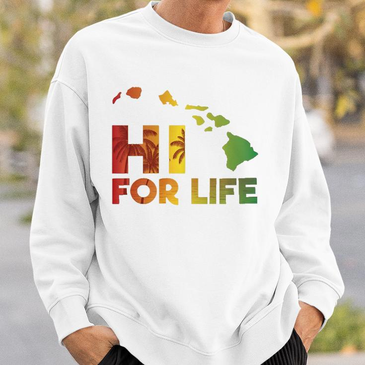Rasta Colored Hi For Life Hawaii Palm Tree Tee Sweatshirt Gifts for Him