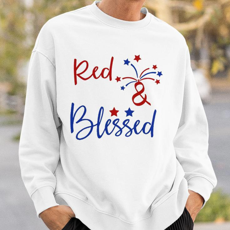 Red White Blessed 4Th Of July Cute Patriotic America Sweatshirt Gifts for Him