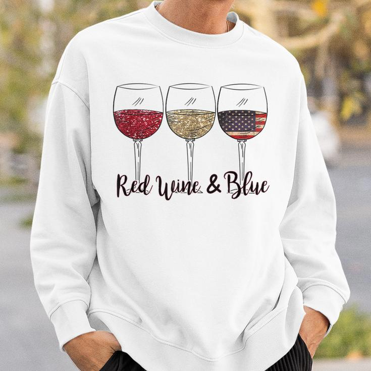 Red Wine & Blue 4Th Of July Wine Red White Blue Wine Glasses V2 Sweatshirt Gifts for Him