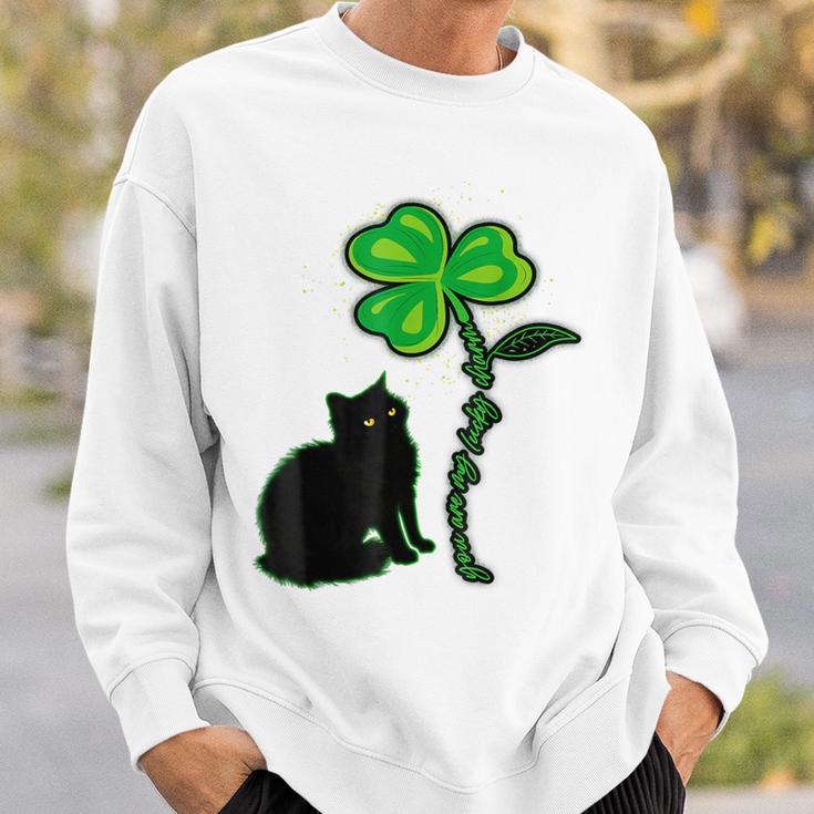 St Patricks Day Black Cat My Lucky Charm Sweatshirt Gifts for Him