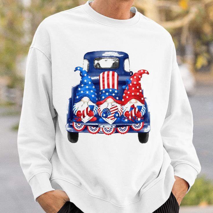 Usa Patriotic Gnomes With American Flag Hats Riding Truck Sweatshirt Gifts for Him
