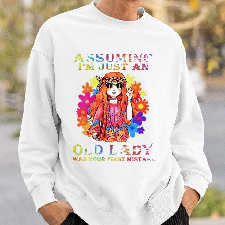 Womens Assuming Im Just An Old Lady Hippie Sweatshirt Gifts for Him