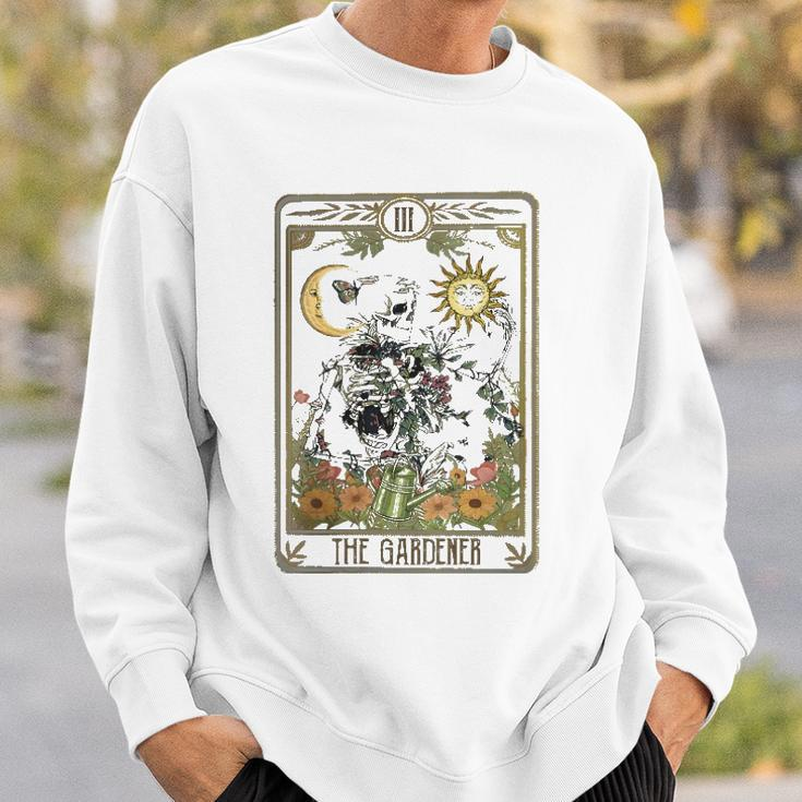 Womens Floral Skeleton Gardening Tarot The Gardener Plant Lovers Sweatshirt Gifts for Him