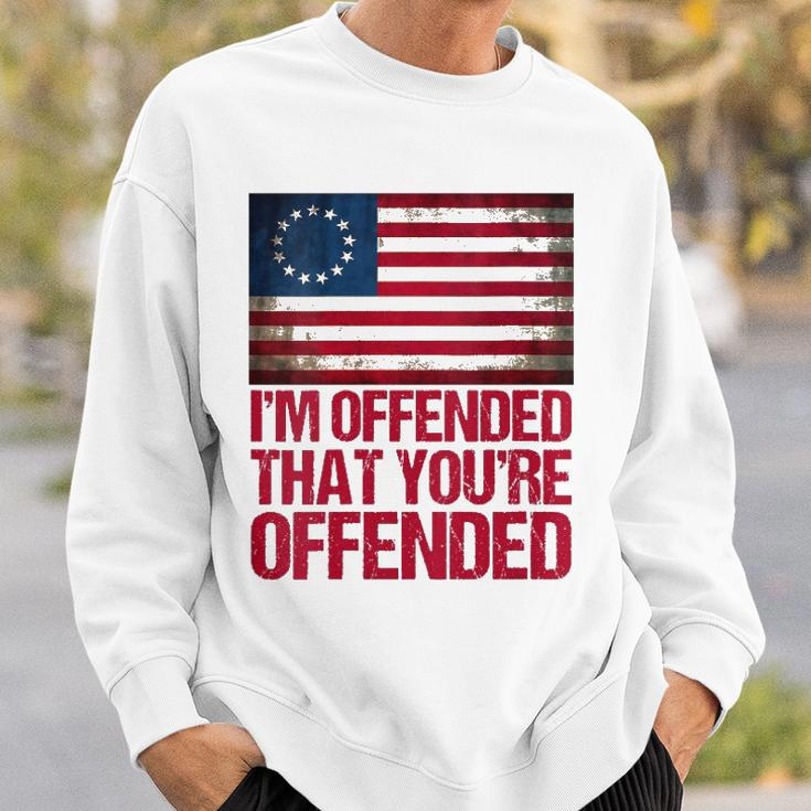 Womens Old Glory Betsy Ross Im Offended That Youre Offended V-Neck Sweatshirt Gifts for Him