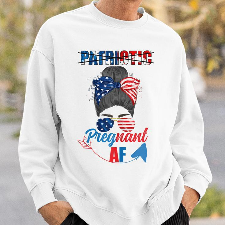Womens Patriotic Pregnant Af Baby Reveal 4Th Of July Pregnancy V2 Sweatshirt Gifts for Him
