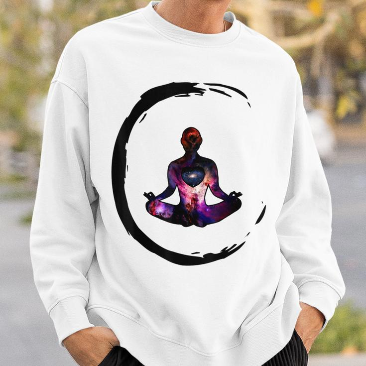 Zen Buddhism Inspired Enso Cosmic Yoga Meditation Art Sweatshirt Gifts for Him