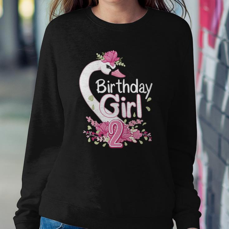 2Nd Birthday Wildlife Swan Animal 2 Years Old Birthday Girl Sweatshirt Gifts for Her