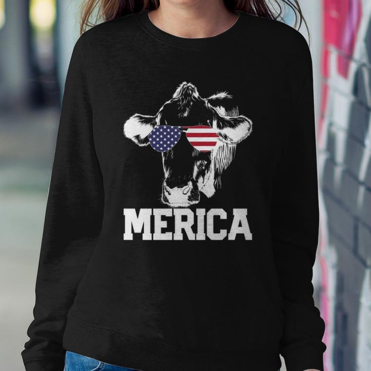 4Th Of July 4Th Cow American Flag Usa Men Women Retro Merica Sweatshirt Gifts for Her