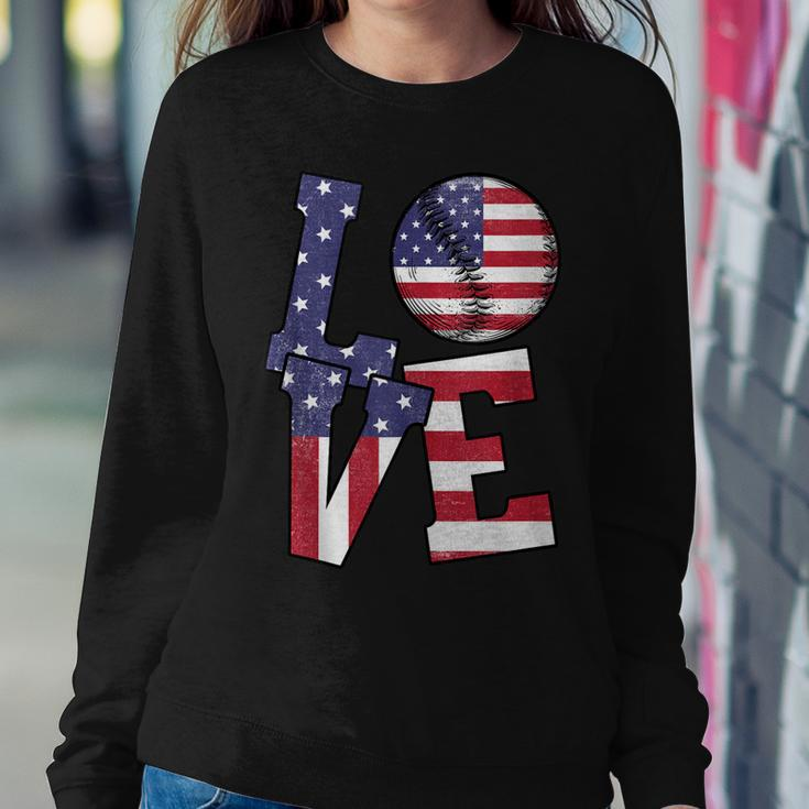 4Th Of July Love Baseball Patriotic Usa Flag For Dad Mom Sweatshirt Gifts for Her