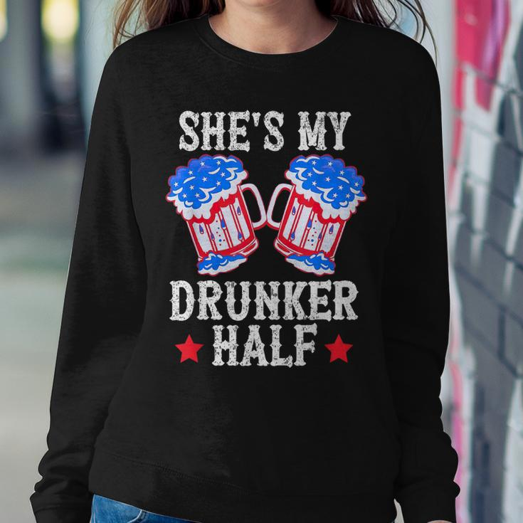 4Th Of July Matching Couple Shes Is My Drunker Half Sweatshirt Gifts for Her