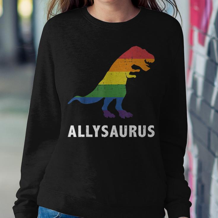 Allysaurus Dinosaur In Rainbow Flag For Ally Lgbt Pride Sweatshirt Gifts for Her