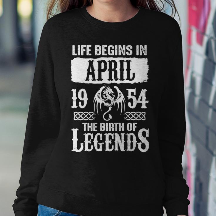 April 1954 Birthday Life Begins In April 1954 Sweatshirt Gifts for Her