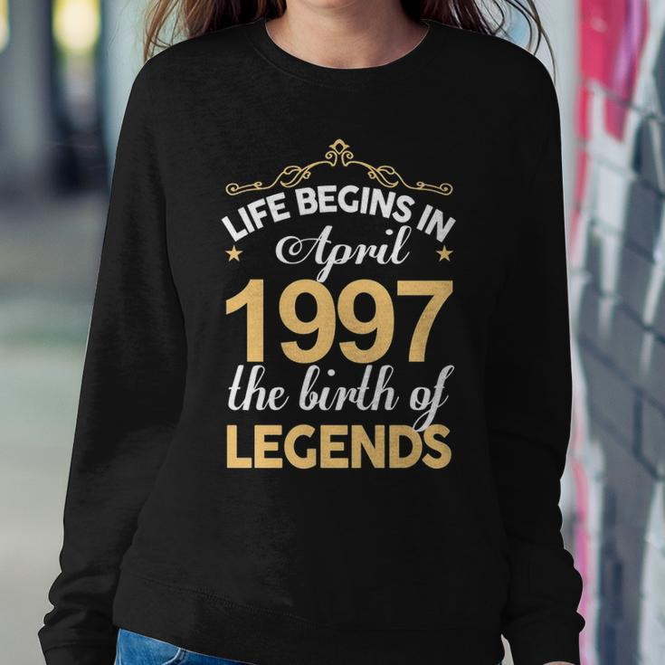 April 1997 Birthday Life Begins In April 1997 V2 Sweatshirt Gifts for Her