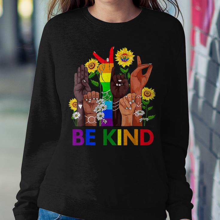 Be Kind Sign Language Hand Talking Lgbtq Flag Gay Pride Sweatshirt Gifts for Her